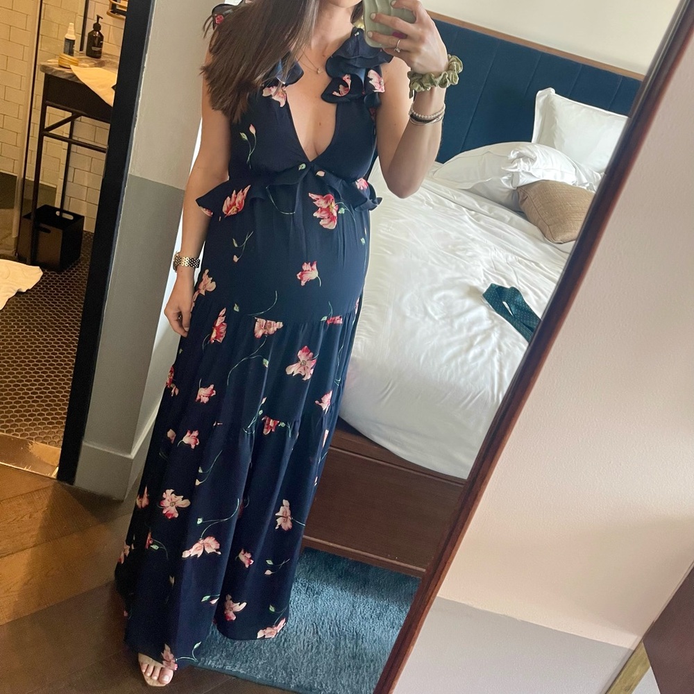 Aqua Floral Dress - Worn once / great for maternity! - Picture 2 of 2